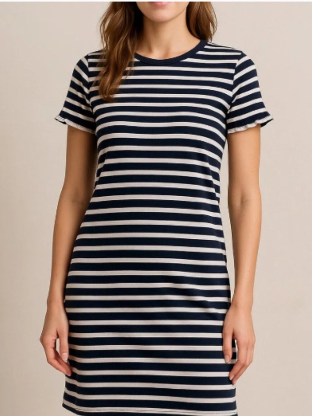 J Crew Navy and White Striped Short Sleeve Tee Shirt Dress